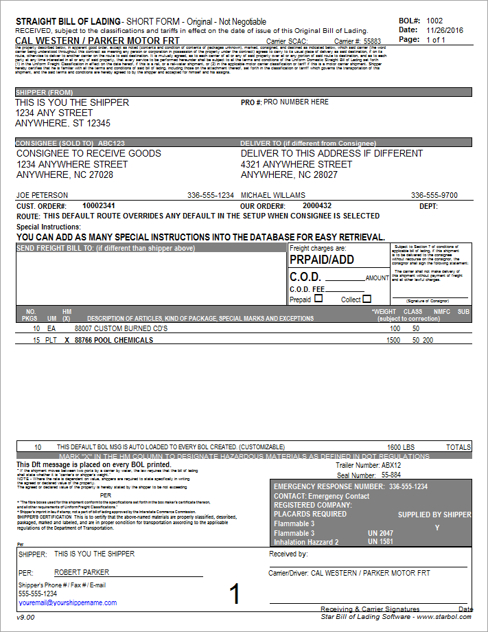 bill of lading. Bill of Lading Software from